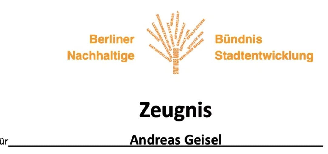 Zeugnis für Andreas Geisel für die 19. Wahlperiode