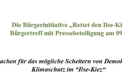 Termine 9 Ursachen für das mögliche Scheitern von Demokratie, Natur- und Klimaschutz im “Ilse-Kiez”