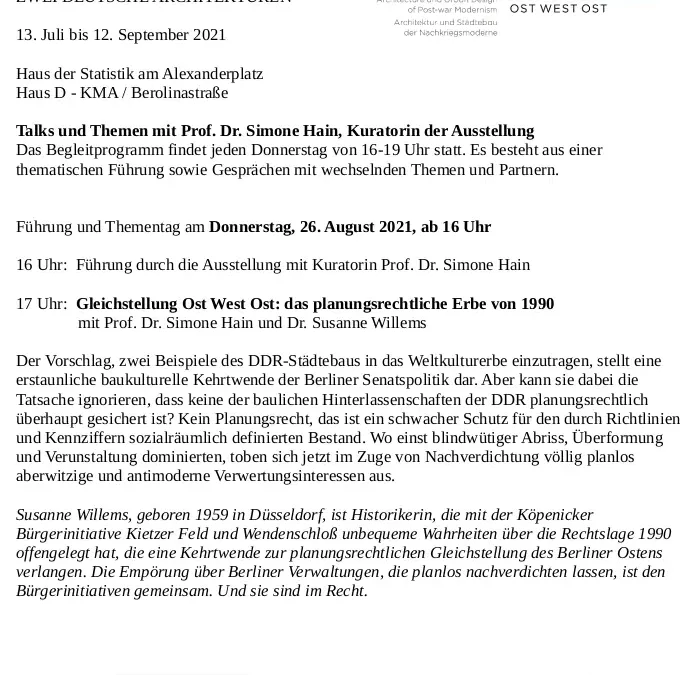 Gleichstellung Ost West Ost: das planungsrechtliche Erbe von 1990 (Teil 01)