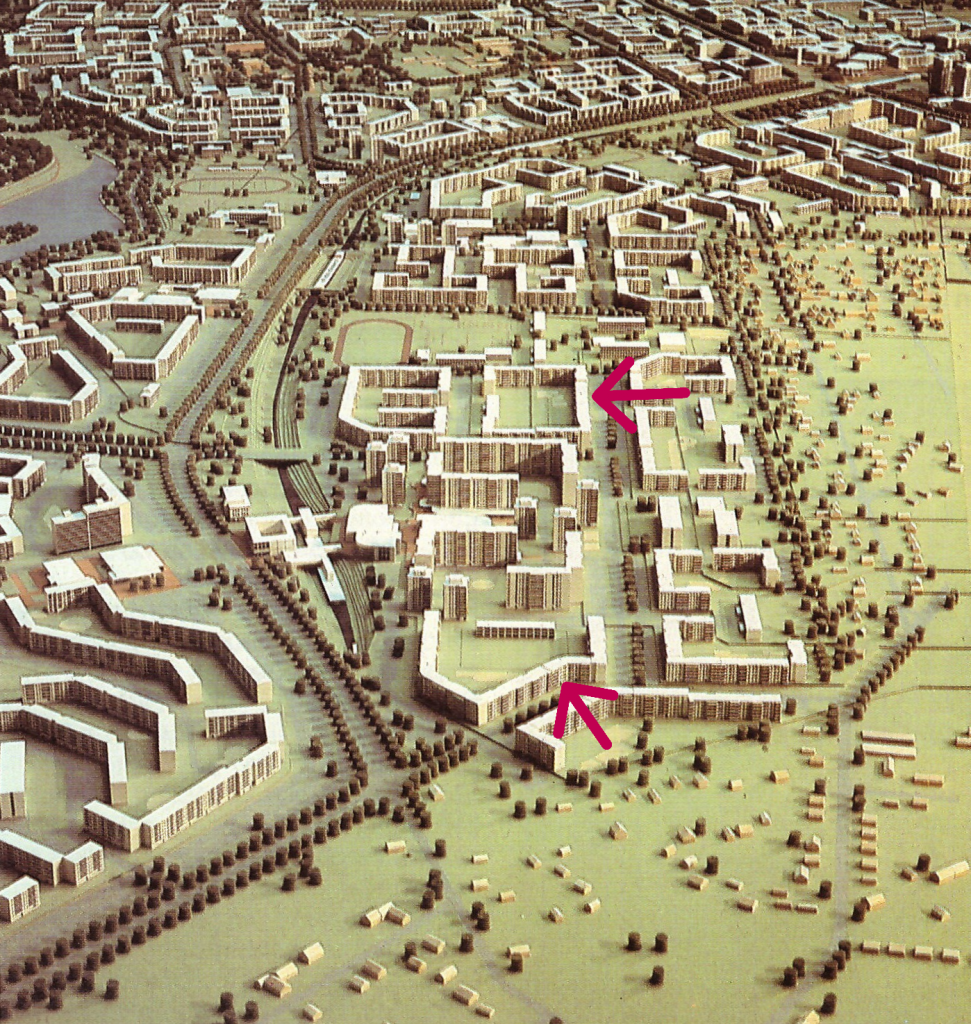 Das war der totale Vertrauensbruch 4 Die Planzeichnung zeigt das damalige Wohngebiet 1, das heutige Rote Viertel der STADT UND LAND. Vorne der Innenhof Lily-Braun-Straße, oben der Innenhof Bodo-Uhse-Straße