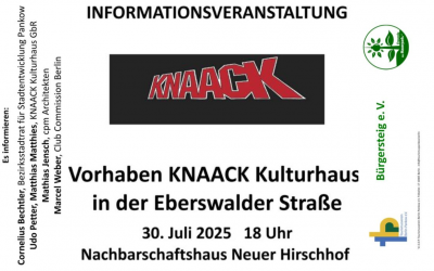 Einladung zur Info- und Diskussionsveranstaltung: Zukunft des Knaack-Kulturhauses